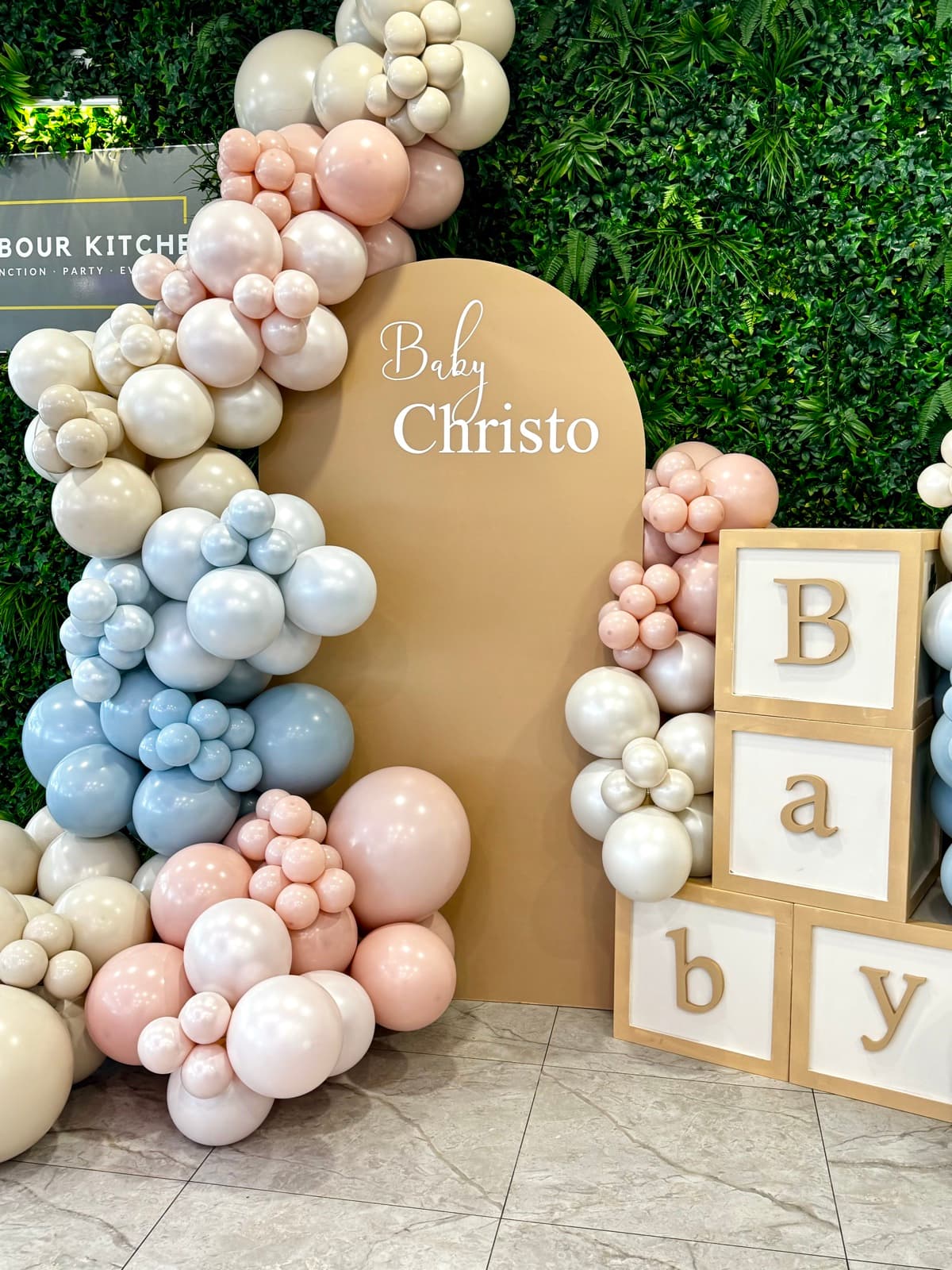 Christening and baptism event styling with elegant decorations in Melbourne