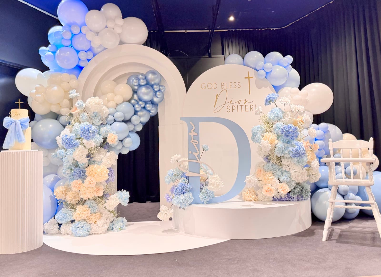 Christening and baptism event styling with elegant decorations in Melbourne