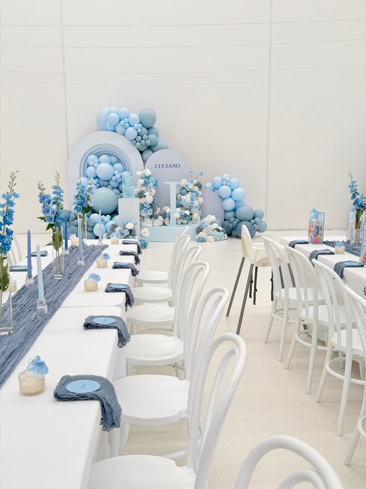 Christening and baptism event styling with elegant decorations in Melbourne