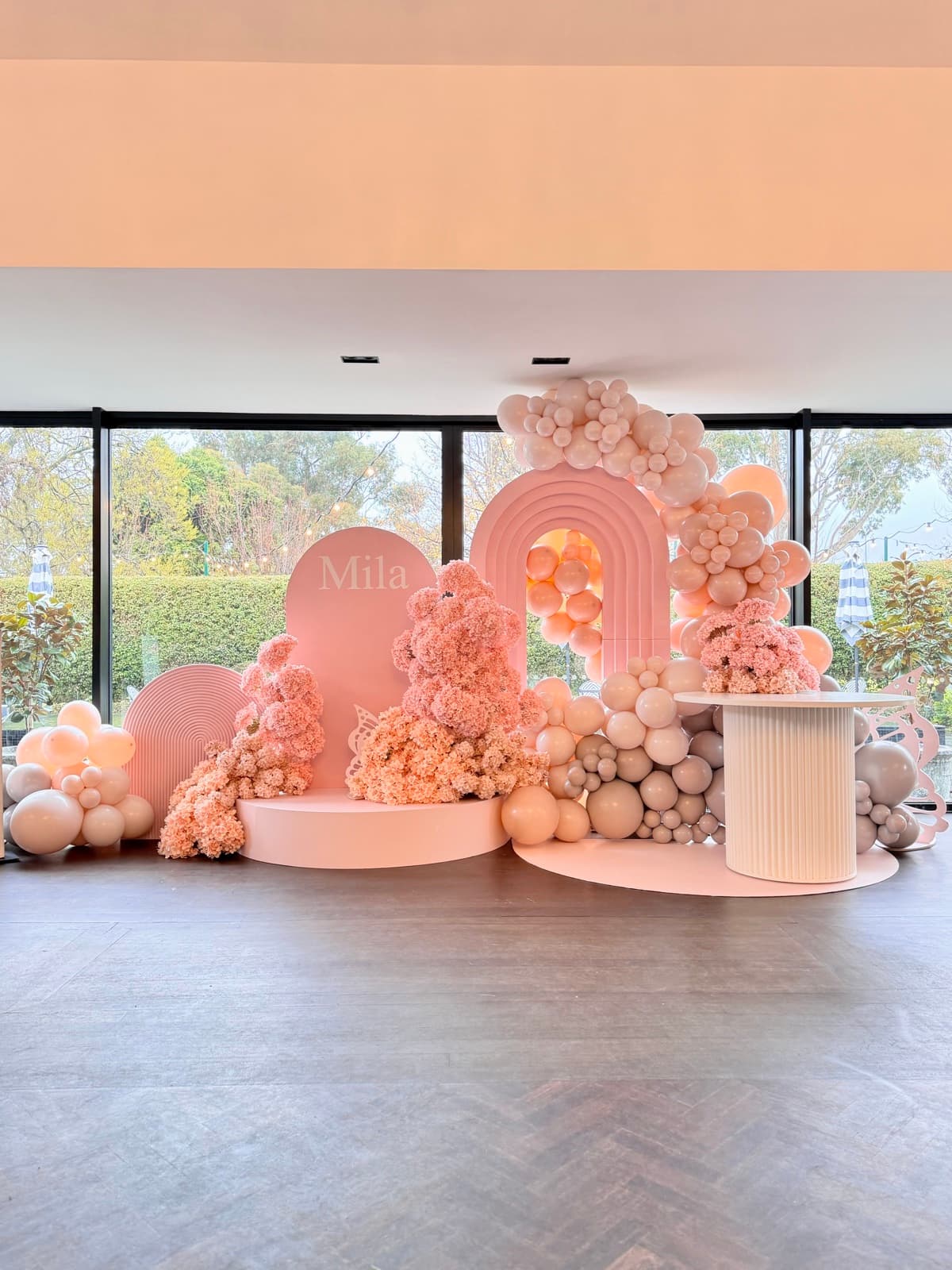 Corporate event styling with professional decorations and branding