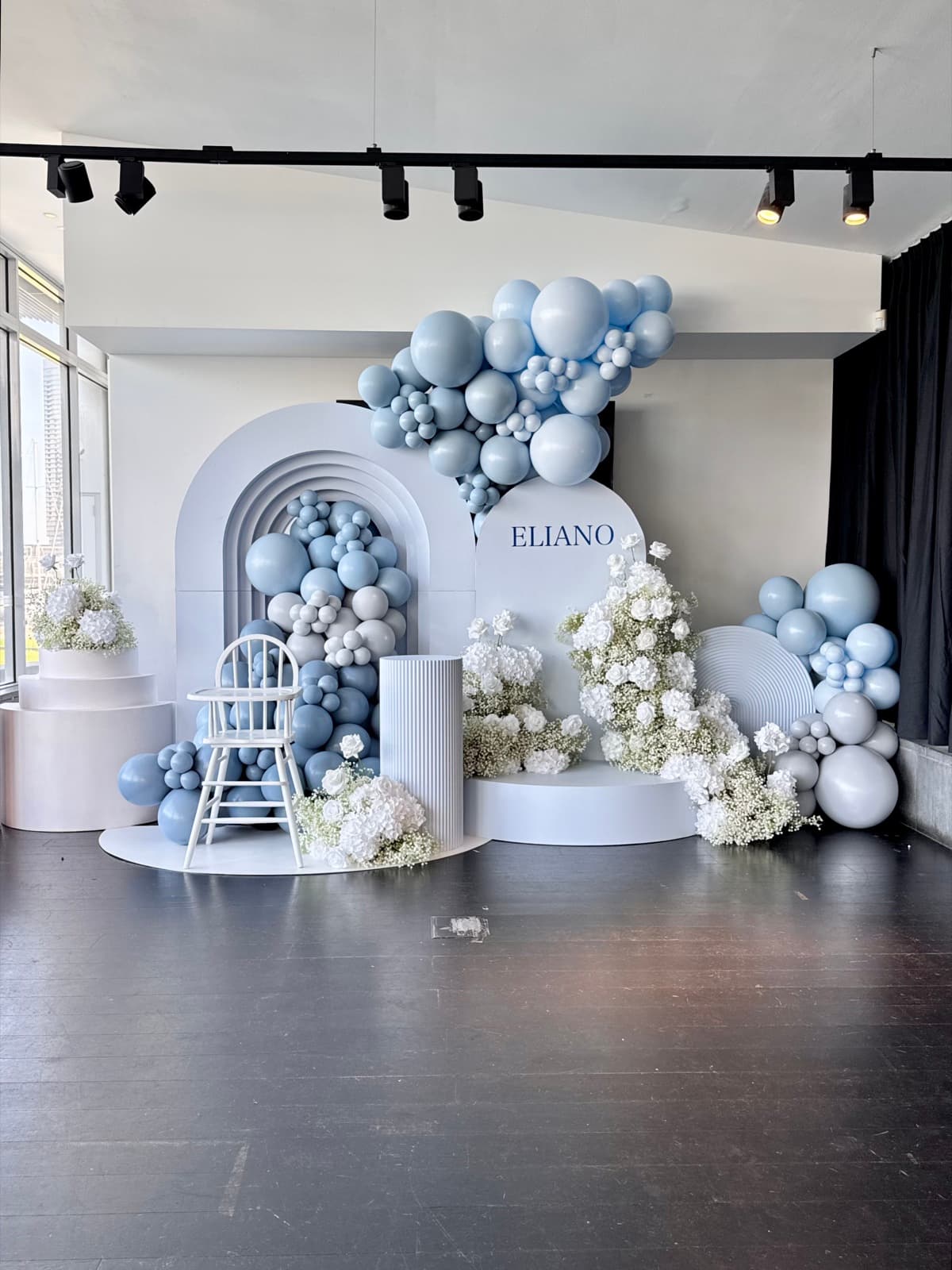 Wedding reception styling with draping florals and table settings
